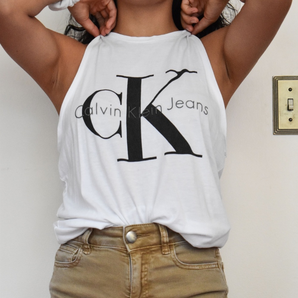 Oversized Calvin Klein Logo Muscle Tank